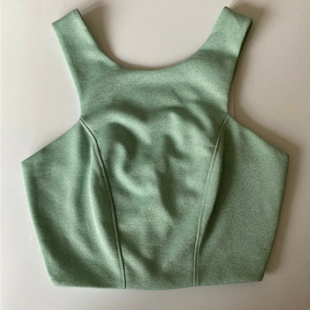 Topshop Light Turquoise Glitter Crop Top Size 6 - Picture 1 of 4